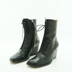 Audley Lace-up Wedge Ankle Boot in Smooth Black