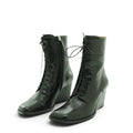 Audley Lace-up Wedge Ankle Boot in Smooth Black