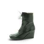 Audley Lace-up Wedge Ankle Boot in Smooth Black