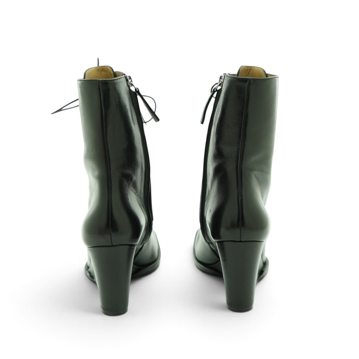 Audley Lace-up Wedge Ankle Boot in Smooth Black