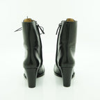 Audley Lace-up Wedge Ankle Boot in Smooth Black