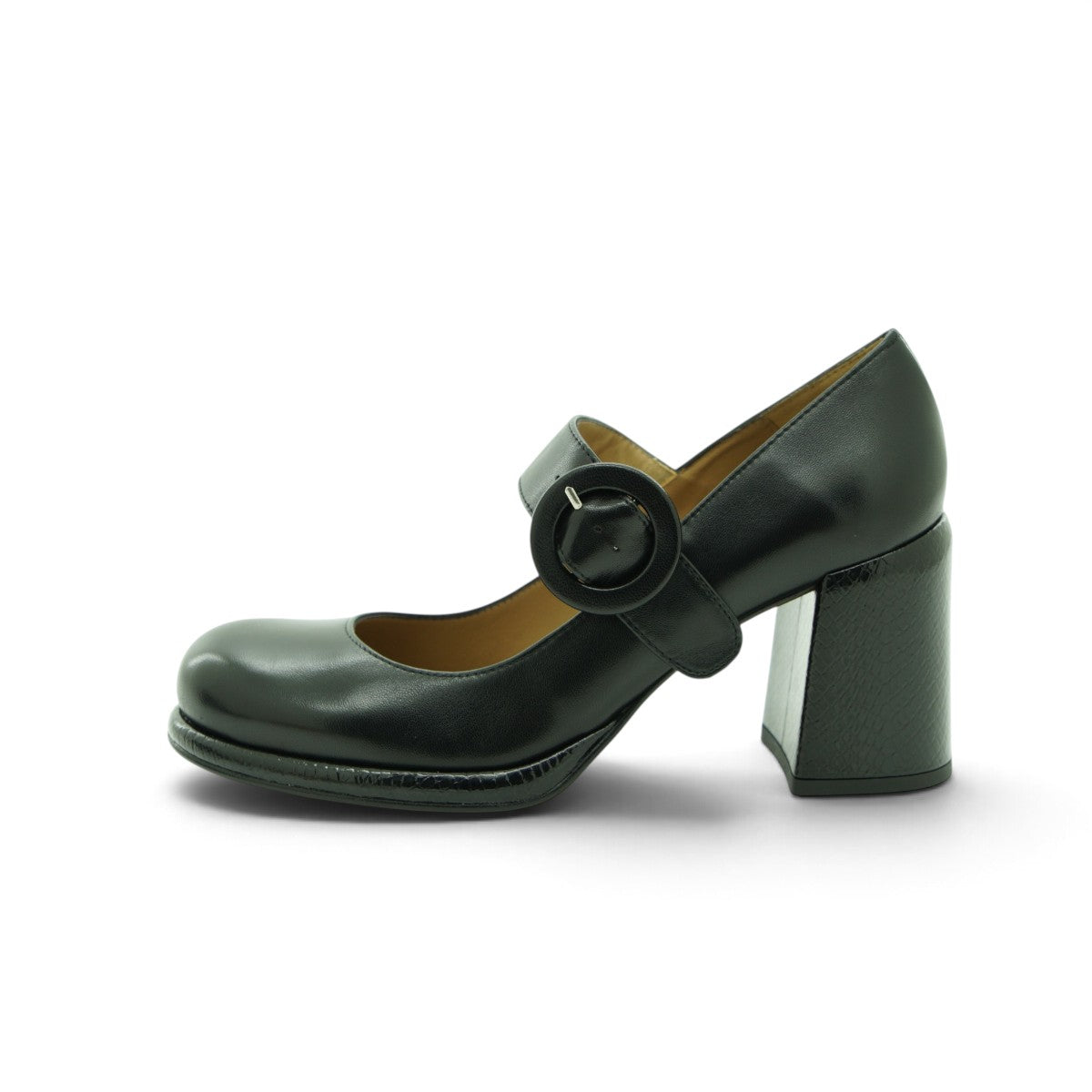 Audley Mary Jane Court Heel in Smooth Black