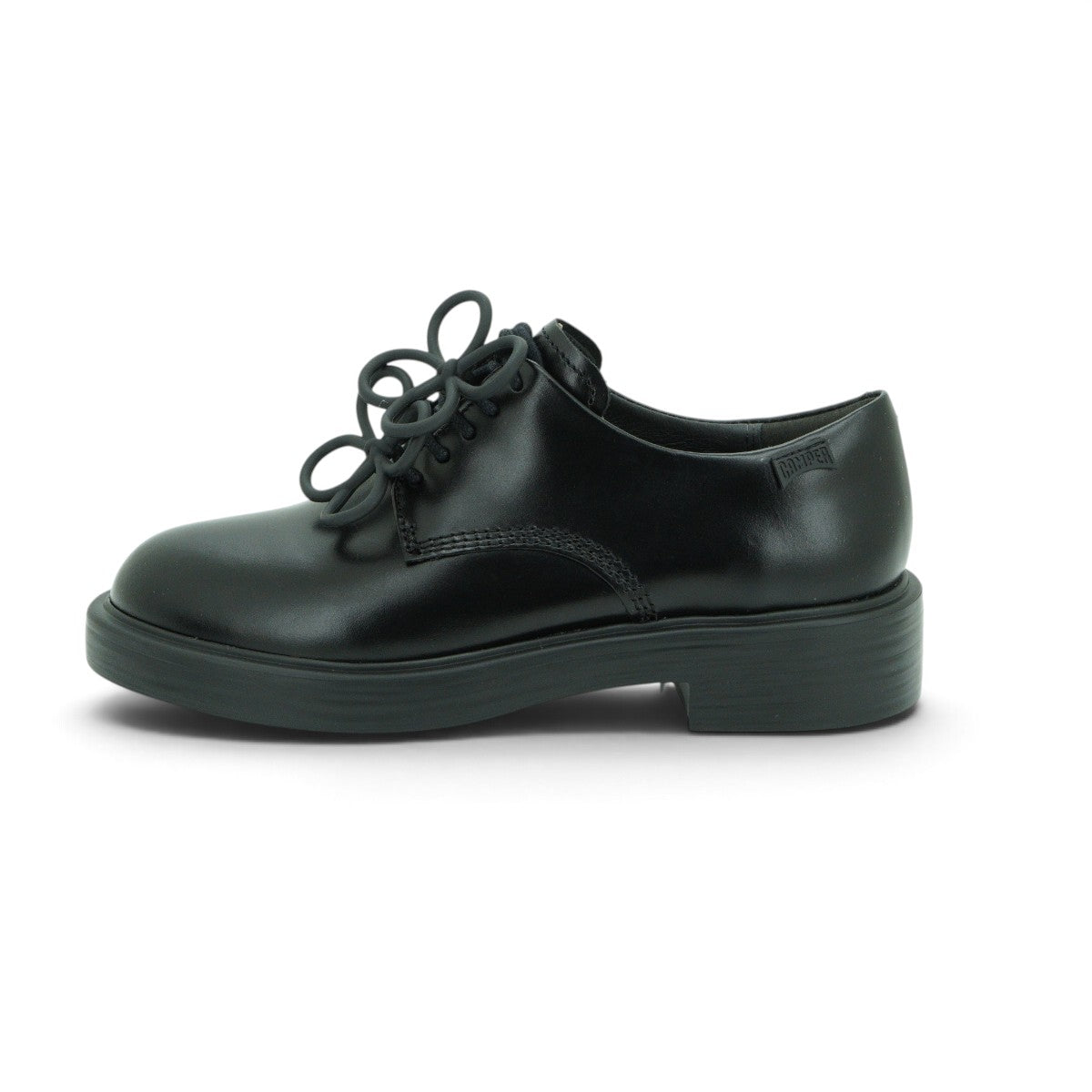 Camper Lace-up Derby Shoe in Smooth Black Polished