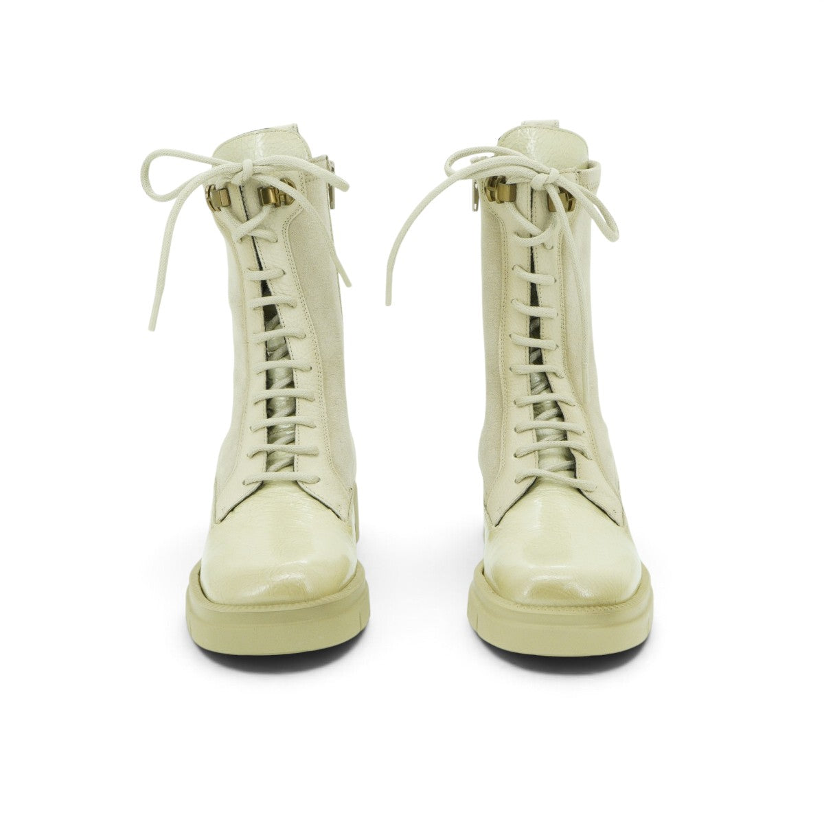 Hispanitas Lace-up Combat Boot in Smooth Cream