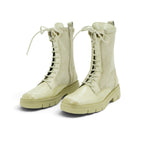 Hispanitas Lace-up Combat Boot in Smooth Cream