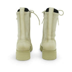 Hispanitas Lace-up Combat Boot in Smooth Cream