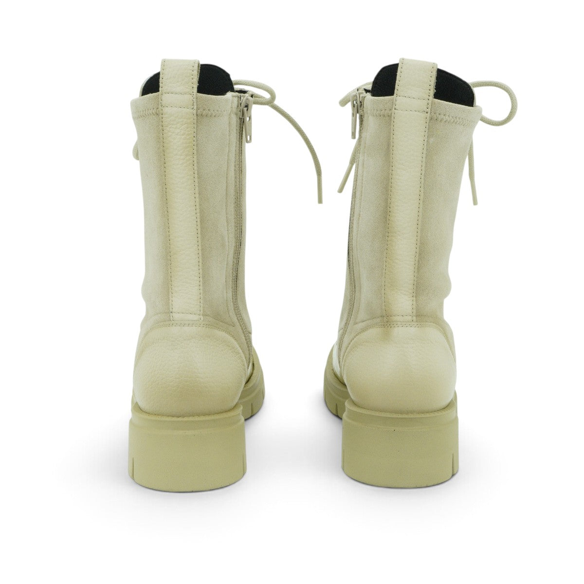Hispanitas Lace-up Combat Boot in Smooth Cream
