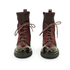 Hispanitas Lace-up Combat Ankle Boot in Rich Burgundy