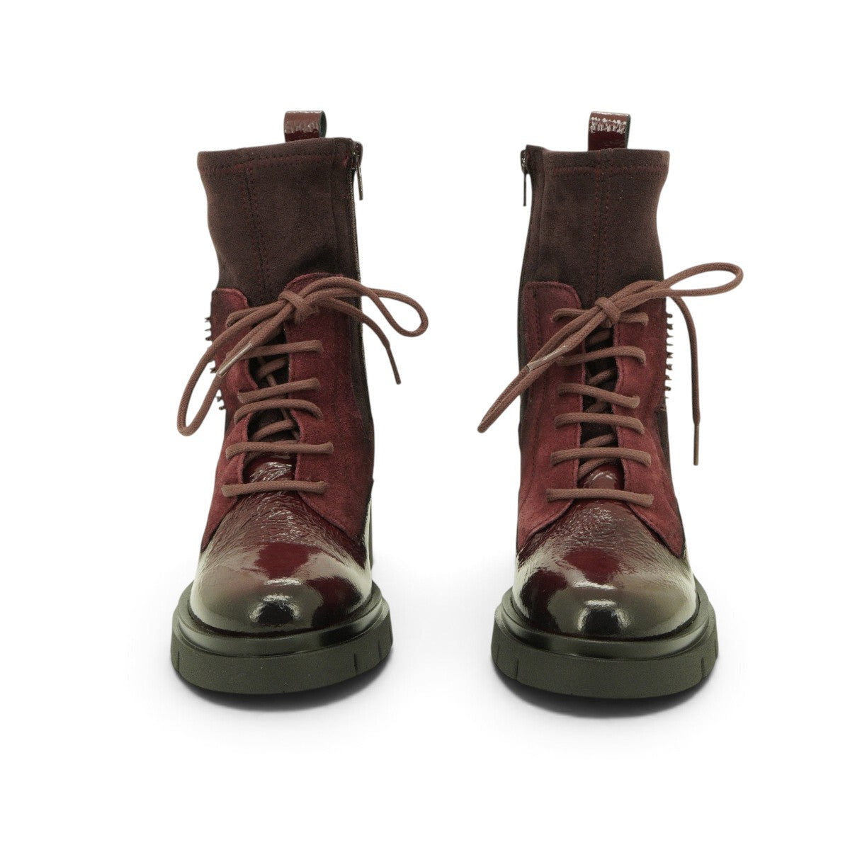 Hispanitas Lace-up Combat Ankle Boot in Rich Burgundy
