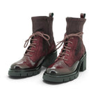 Hispanitas Lace-up Combat Ankle Boot in Rich Burgundy