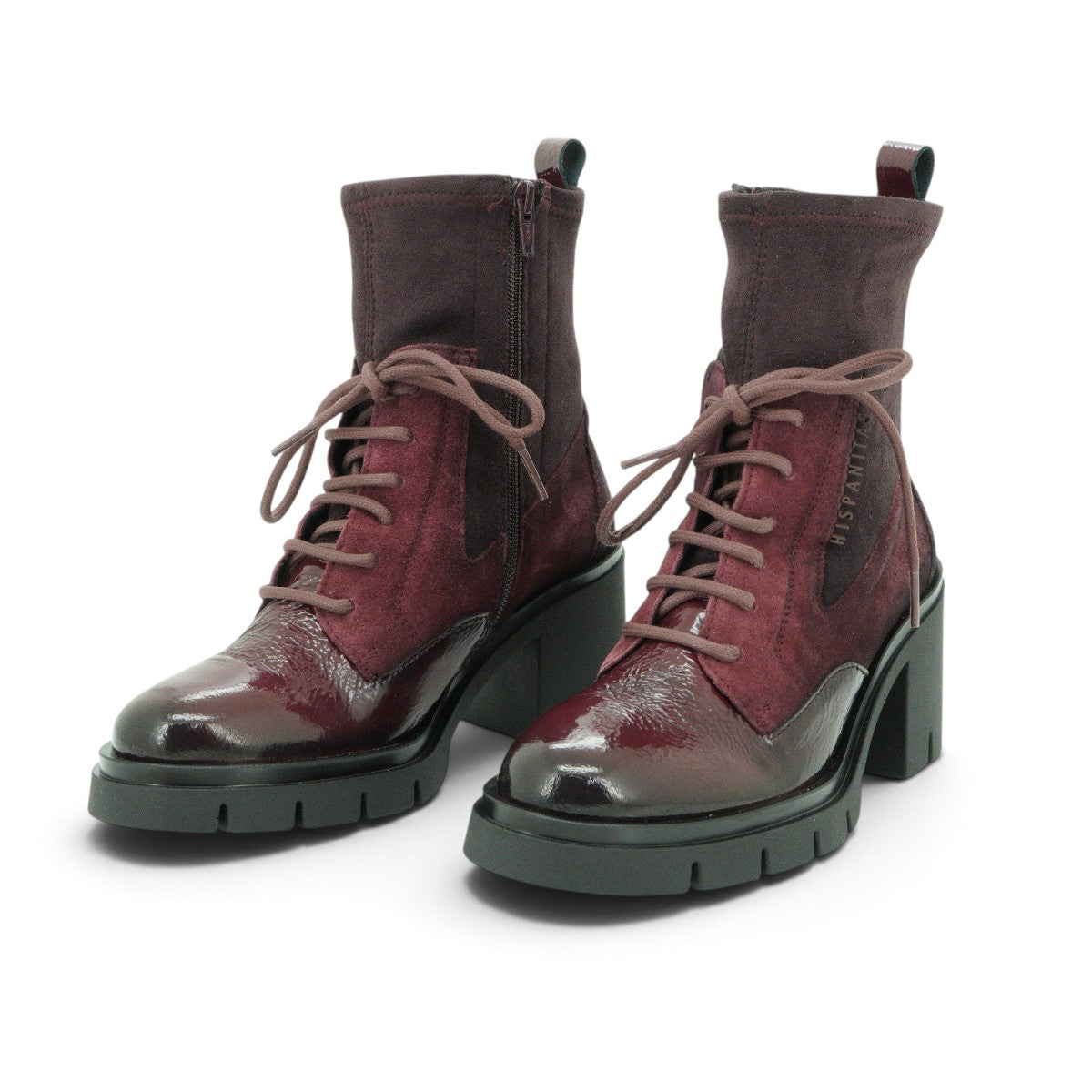Hispanitas Lace-up Combat Ankle Boot in Rich Burgundy