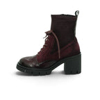 Hispanitas Lace-up Combat Ankle Boot in Rich Burgundy