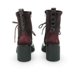 Hispanitas Lace-up Combat Ankle Boot in Rich Burgundy