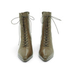 Hispanitas Lace-up Mid-calf Boot in Smooth Taupe