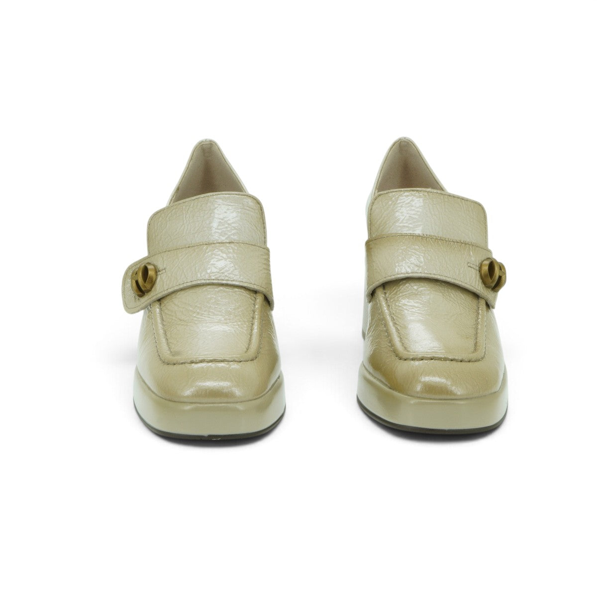 Hispanitas Heeled Loafer in Cream Crinkled