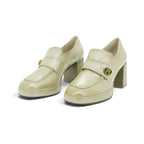 Hispanitas Heeled Loafer in Cream Crinkled
