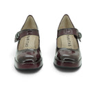 Hispanitas Mary Jane Platform Court Shoe in Rich Burgundy Crinkled