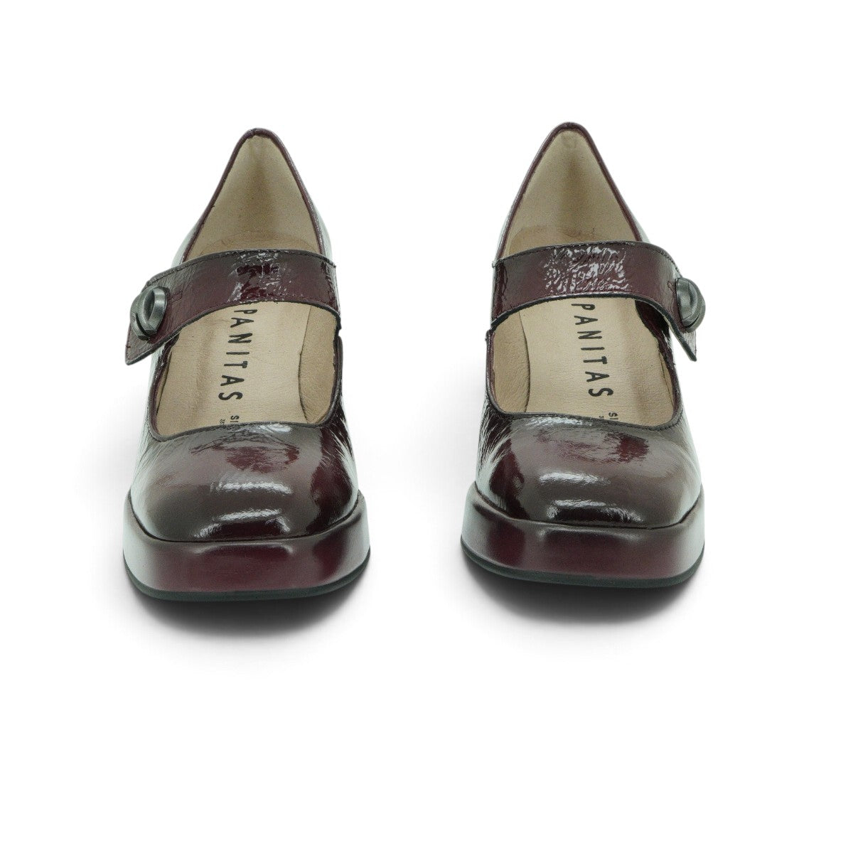 Hispanitas Mary Jane Platform Court Shoe in Rich Burgundy Crinkled