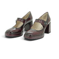 Hispanitas Mary Jane Platform Court Shoe in Rich Burgundy Crinkled