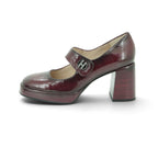 Hispanitas Mary Jane Platform Court Shoe in Rich Burgundy Crinkled