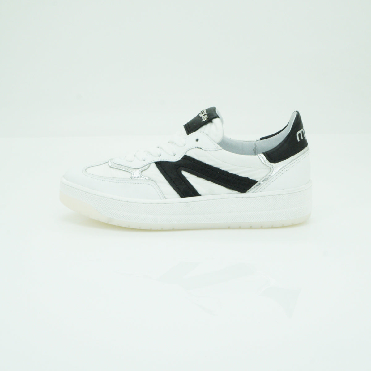 Mjus Platform Sneaker - White & Black Leather