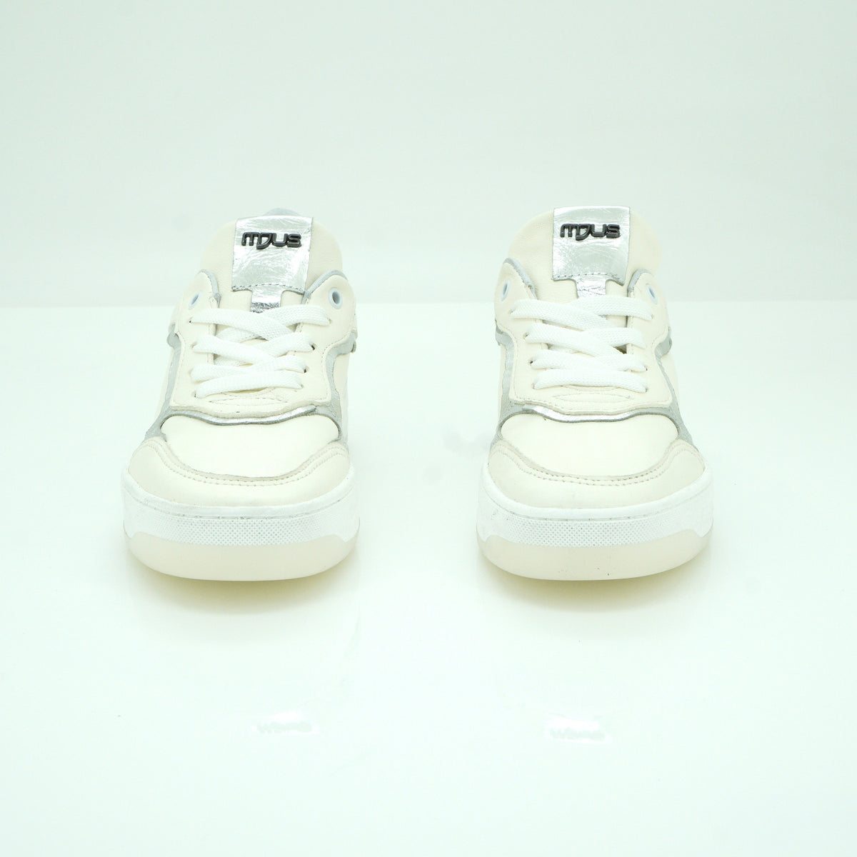 Mjus Platform Sneaker - White & Silver Leather