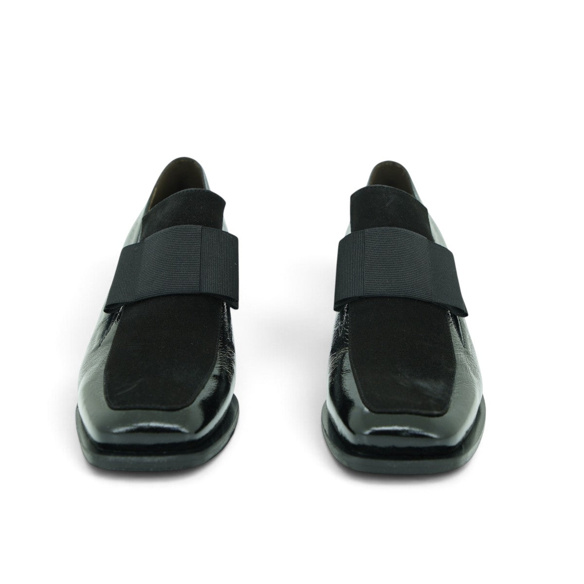 Vavoulas Black Patent Leather Grosgrain Bow Square-Toe Loafer Block Heel | 2026VAV02