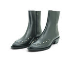 Vavoulas Black Leather Studded Pointed-Toe Western Ankle Boot | 2026VAV03