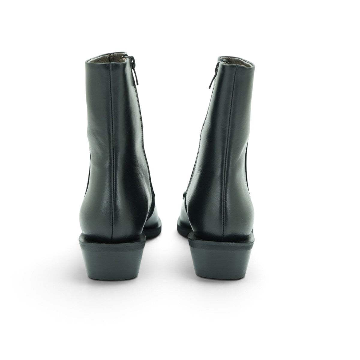 Vavoulas Black Leather Studded Pointed-Toe Western Ankle Boot | 2026VAV03