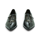 Vavoulas Black Patent Leather Double T-Bar Pointed-Toe Kitten Heel | 2026VAV04