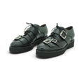 Vavoulas Black Leather Double Buckle Lace-Up Oxford Lug Sole | 2026VAV05