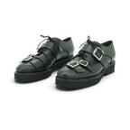 Vavoulas Black Leather Double Buckle Lace-Up Oxford Lug Sole | 2026VAV05