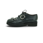 Vavoulas Black Leather Double Buckle Lace-Up Oxford Lug Sole | 2026VAV05