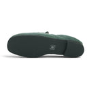 Vavoulas Sage Green Leather Ruched Square-Toe Flat Loafer | 2026VAV06