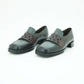 Vavoulas Forest Green & Brown Leather Eyelet Strap Square-Toe Block Heel Loafer | 2026VAV08
