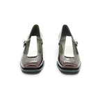 Vavoulas Burgundy Patent Leather Cream T-Bar Square-Toe Mary Jane Block Heel | 2026VAV10