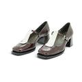 Vavoulas Burgundy Patent Leather Cream T-Bar Square-Toe Mary Jane Block Heel | 2026VAV10