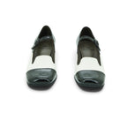 Vavoulas Black Patent & White Leather Two-Tone Scallop Mary Jane Kitten Heel | 2026VAV12