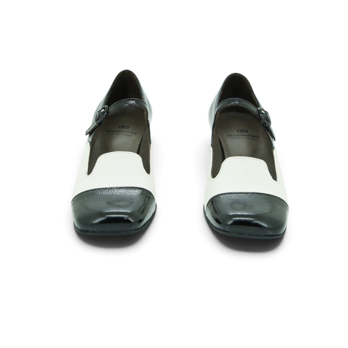 Vavoulas Black Patent & White Leather Two-Tone Scallop Mary Jane Kitten Heel | 2026VAV12