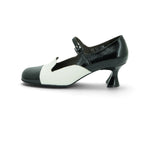 Vavoulas Black Patent & White Leather Two-Tone Scallop Mary Jane Kitten Heel | 2026VAV12