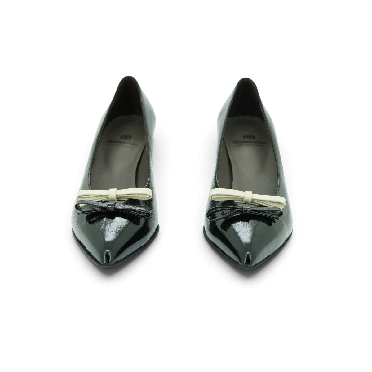 Vavoulas Black Patent Leather Two-Tone Bow Pointed-Toe Stiletto Court Pump | 2026VAV13