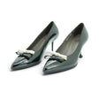 Vavoulas Black Patent Leather Two-Tone Bow Pointed-Toe Stiletto Court Pump | 2026VAV13