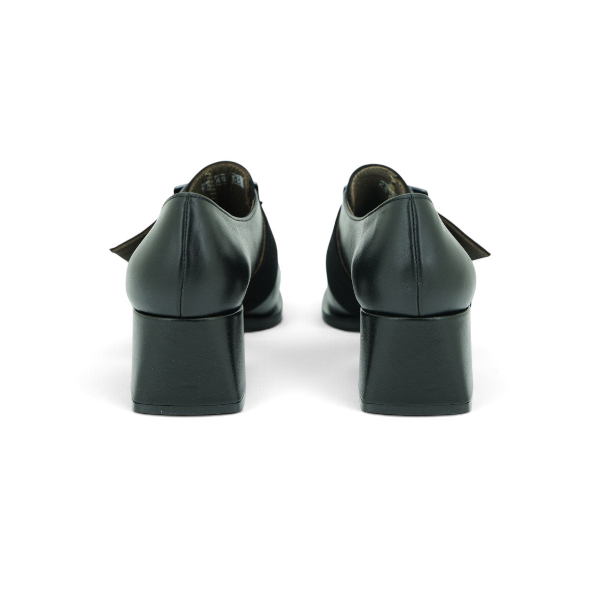 Vavoulas Black Leather & Suede Oversized Square Buckle Square-Toe Block Heel Monk Strap | 2026VAV15