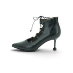 Vavoulas Black Leather Gladiator Lace-Up Cut-Out Pointed-Toe Spool Stiletto Bootie | 2026VAV17