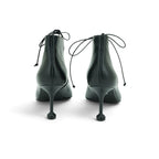 Vavoulas Black Leather Gladiator Lace-Up Cut-Out Pointed-Toe Spool Stiletto Bootie | 2026VAV17