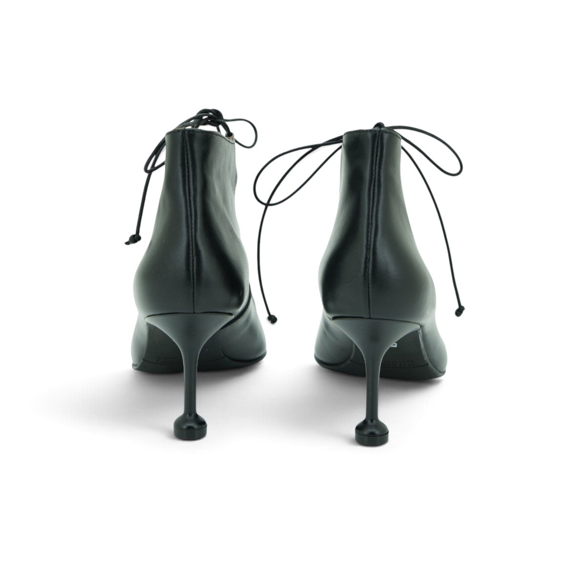 Vavoulas Black Leather Gladiator Lace-Up Cut-Out Pointed-Toe Spool Stiletto Bootie | 2026VAV17