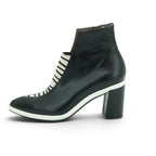 Vavoulas Black Leather Zebra Pony Hair Panel Pointed-Toe Block Heel Ankle Boot | 2026VAV18