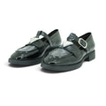 Vavoulas Black Patent Leather Silver Buckle T-Bar Round-Toe Flat Loafer Mary Jane | 2026VAV19