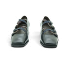 Vavoulas Black Leather Triple-Strap Square-Toe Block Heel Mary Jane | 2026VAV21