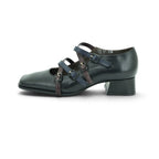 Vavoulas Black Leather Triple-Strap Square-Toe Block Heel Mary Jane | 2026VAV21